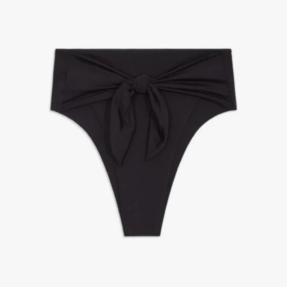 WeWoreWhat Riviera Bikini Bottoms High Waisted Tie Black